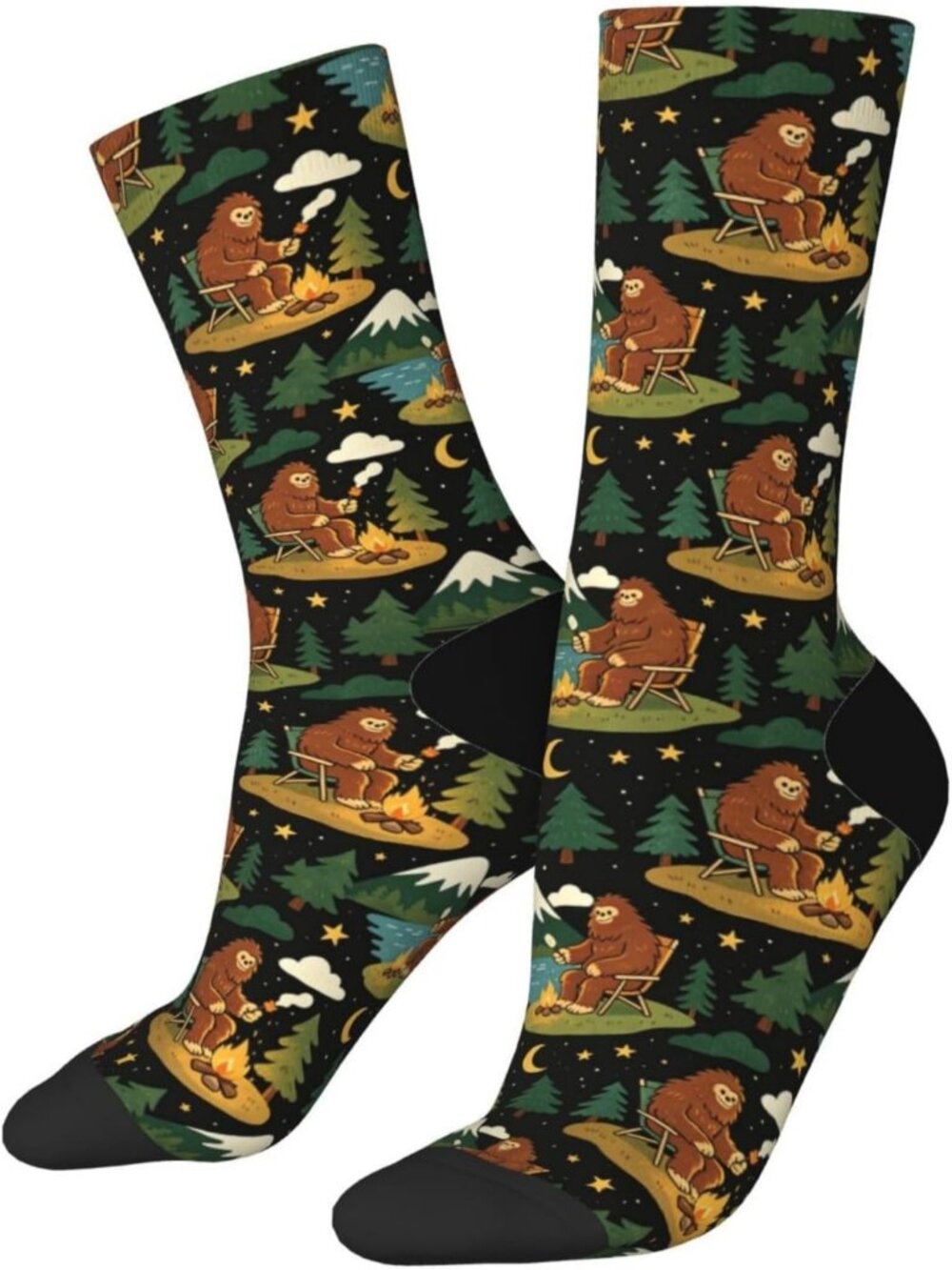 Women's Camping Print Crew Socks Funny Novelty Casual Athletic Dress Socks